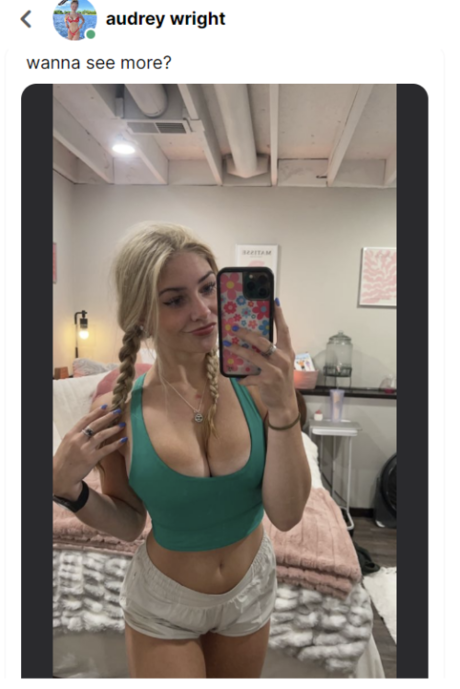 Photo nue de fuite OnlyFans de Audrey Wright
